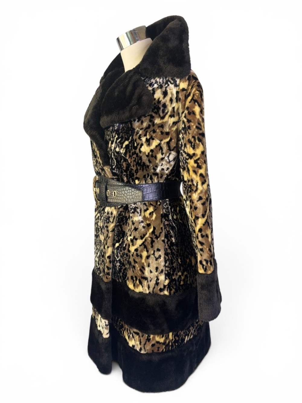 Vintage 1960s Leopard Animal Print Faux Fur Mod Glam Statement Jacket Coat  M - Picture 5 of 9